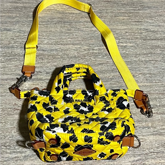 MZ Wallace Micro Sutton Yellow Leopard Quilted Crossbody Women's Bag - Picture 2 of 16